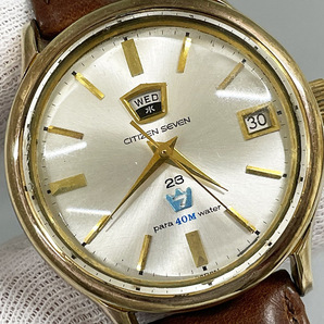 CITIZEN シチズン セブン SEOG 51302-C 金張りケース 23石 ヴィンテージ 手巻き 稼働 デイデイト パラウォーター メンズ 腕時計の画像1