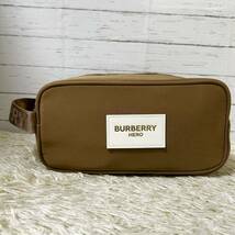 【新品 未使用】1円〜 BURBERRY バーバリー セカンドバッグ クラッチバッグ ハンド ゴールド 金具 ナイロン ロゴ メンズレディースベージュ_画像2