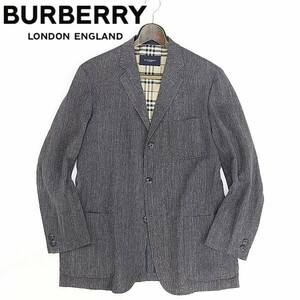 国内正規品◆BURBERRY LONDON バーバリー ロンドン 裏地チェック使い リネン サマー ジャケット L