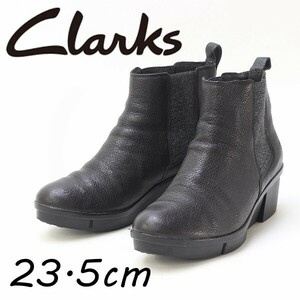 ◆ Clarks Clarks кожаная клин подошва боковая боковая сапоги Black Black x Salkal Grey UK5