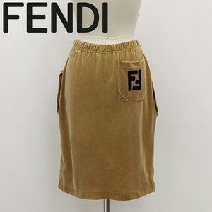  Italy made *FENDI Fendi back pocket Logo embroidery be lower skirt Camel 44