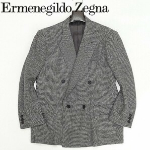 ◆Ermenegildo Zegna エルメネジルド ゼニア カシミヤ混 ウール ツイード ダブル ジャケット グレーの画像1