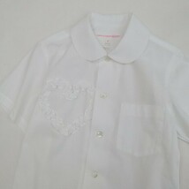 ◆COMME des GARCONS SHIRT コムデギャルソン ハート フリル 丸襟 ラウンドカラー コットン 半袖 シャツ 白 ホワイト XS_画像3