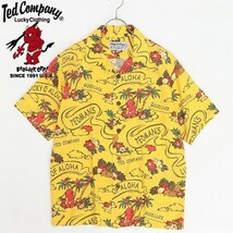 美品◆TED COMPANY テッドカンパニー テッドマン ロゴ ハワイアン 総柄 アロハ シャツ 黄色 イエロー M_画像1