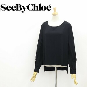 ◆SEE BY CHLOE シーバイクロエ デザイン ブラウス トップス 黒 ブラック 38