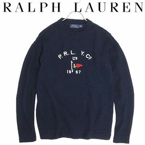 国内正規品◆POLO RALPH LAUREN ポロ ラルフローレン PRLYC ヨットクラブ 刺繍 コットン ニット セーター 紺 ネイビー S