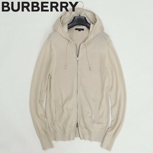 国内正規品◆BURBERRY LONDON バーバリー ロンドン フード裏チェック柄 コットン ニット Wジップ パーカー ベージュ 2