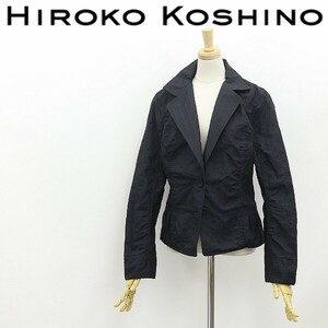 ◆HIROKO KOSHINO ヒロココシノ シャドーストライプ柄 2釦 ジャケット 黒 ブラック 40