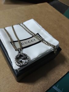 GUCCI インターロッキングシルバー925ラージサイズネックレス 美品 イタリア製品　超高級感あり