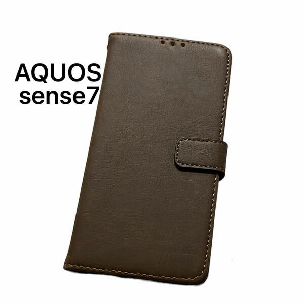 AQUOS sense7 手帳型 レザーケース ブラウン スマホケース