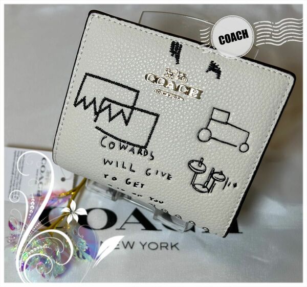 COACH 新品 折り財布 コーチ バキスアコラボ ホワイト C5587