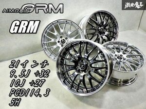 極上！イベント車両にて！美品！AIMGAIN エイムゲイン GRM ホイール 21インチ 9.5J 10J +32 +27 PCD114.3 5H レクサス クラウン マジェスタ