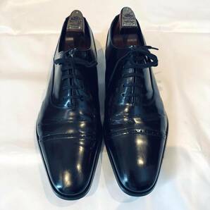 25.5cm REGAL リーガル 11NR パンチドキャップトゥ レザーシューズ ビジネスシューズ メンズ 革靴 男性用 ブラック 黒 ガラスレザーの画像2