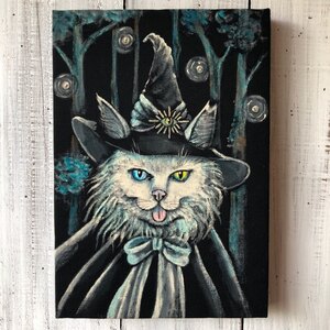 "Маге Лори" SM Size Art Work Original Cat Yoko Tokushima Work Acryla Painting