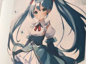 Art hand Auction 初音ミク 可愛い 女の子 少女 オリジナル イラスト 水彩画紙 05, コミック, アニメグッズ, 手描きイラスト