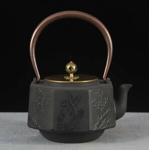 爆売り！茶壺 手彫り鉄壺 鉄やかん 鉄分補給 未塗装鉄瓶 茶道具 1.2L