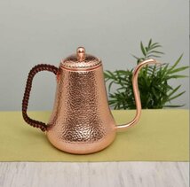 人気推薦☆純銅 大容量コーヒーポット制コーヒー器具銅イメージ紫銅ハンマー紋コーヒーポット細口ポットコーヒーポット900ML_画像1