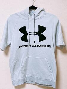 ⑨ UNDER ARMOUR アンダーアーマー 半袖 パーカー L フーディー スウェット グレー