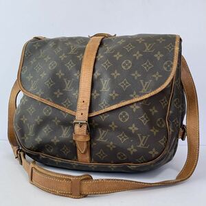 1円 ◎ LOUIS VUITTON ルイ ヴィトン ショルダーバッグ モノグラム ソミュール 35 斜め掛け ブラウン M42254 かばん 大容量 