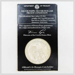 1983 OLYMPIC DOLLAR AMERICA オリンピック アメリカ 銀貨 26.73g 1ドル 900 FINE SILVER ★ 希少品 アンティーク コレクション 22-0052-01の画像3