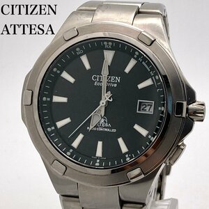 CITIZEN シチズン アテッサ H410-T003907 ブラック文字盤 デイト 電波ソーラー メンズ腕時計 ジャンク 3-77-H