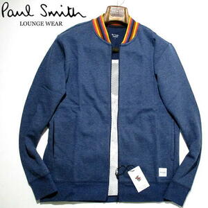 未使用▼ 新品 薄手　ポールスミス　アーティストストライプ　ジップアップジャケット ポンチ　Mサイズ 紺 ネイビー　PaulSmith MA-1　春物