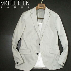 定価42900円▼ ミッシェルクラン オム　春夏　ドビーチェック柄ジャケット　グレー　46　Mサイズ　MICHEL KLEIN HOMME　シアサッカー