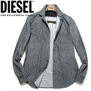 大人気▼ ディーゼル　DIESEL　総柄シャツ　Lサイズ　長袖シャツ　黒　ブラック　ディーゼルジャパン　小柄　花柄　メンズ