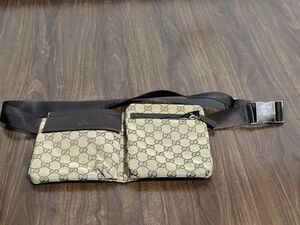 GUCCI グッチ GGキャンバス ウエストポーチ ボディバッグ ウエストバッグ ブラウン 