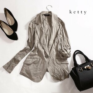 ketty ケティ 春 夏 薄手 2way ロールアップ Tシャツ生地 サマージャケット ジャケット 9号 2 グレージュ 綺麗め