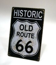 K01 新品●ROUTE66 ブラック 縦 アメリカ雑貨 ブリキ看板 おしゃれ かっこいい インテリアに アンティーク レトロ ビンテージ_画像3