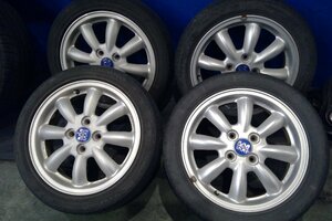 (H)Daihatsu MINILITE MiniLight 15 Inch アルミWheels 4.5J +45 PCD100 165/55R15 ４本set 8スポーク [2402062]