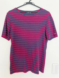  St. James SAINT JAMES France made short sleeves border T-shirt LEVANT 9863 M size marine / tulip 