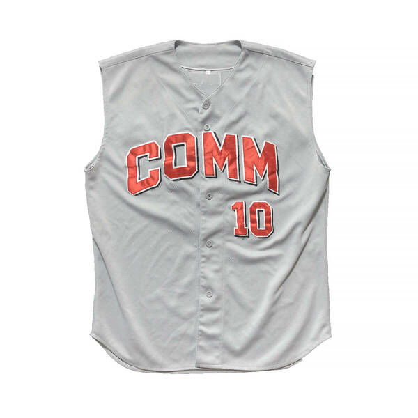 USA 古着 ゲームシャツ ベースボールシャツ メッシュ グレー メンズL程度 野球 ユニフォーム BK0016