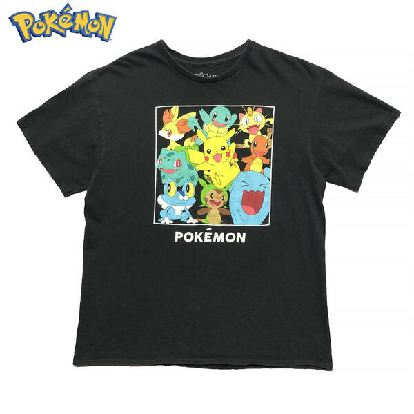 USA 古着 USA版 海外 ポケモン ピカチュウ キャラクター Tシャツ メンズL ブラック Pokemon 中古 BA2548