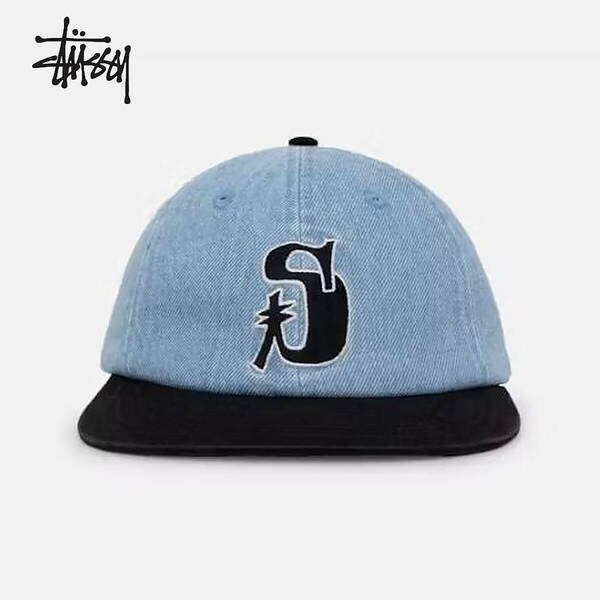 海外限定 ステューシー キャップ 帽子 STUSSY Vintage S Low Pro Strapback Cap DENIM/BLACK MA0002