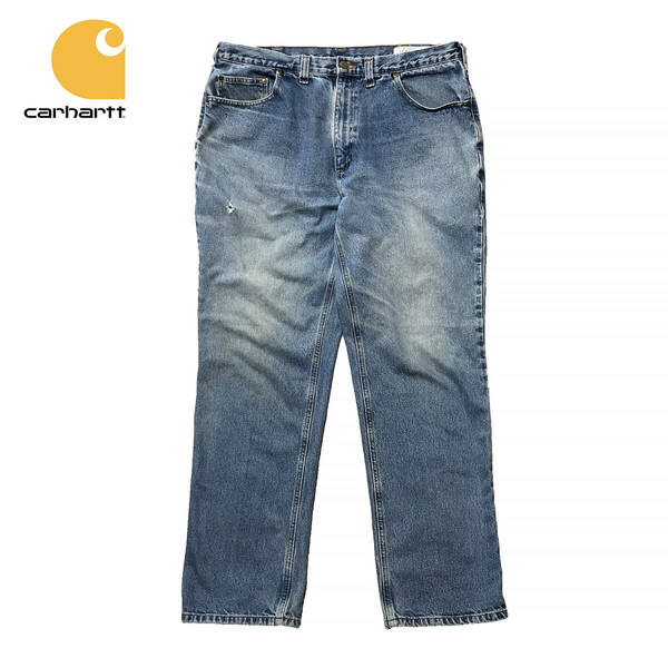 USA 古着 メキシコ製 カーハート デニムパンツ ワークパンツ リラックスフィット ジーンズ ジーパン W38 L34 Carhartt 中古 CG0080