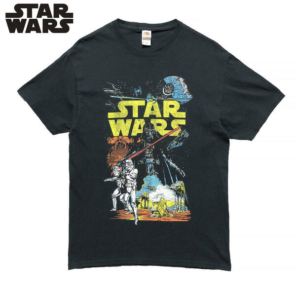 USA 古着 映画 スターウォーズ ダースベイダー ストームトルーパー キャラクター Tシャツ メンズM ブラック STAR WARS BA2591