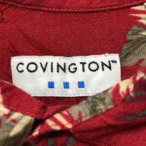 USA 古着 COVINGTON レーヨン アロハシャツ ハワイアンシャツ レッド メンズS ハイビスカス BF1845_画像5