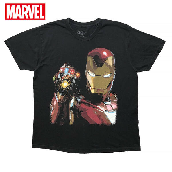 USA 古着 マーベル 映画 アベンジャーズ エンドゲーム アイアンマン ビッグプリント Tシャツ メンズL ブラック MARVEL AVENGERS BA2613