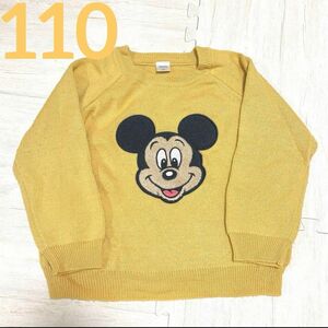 【110】ミッキー ☆ バースデイ イエロー トレーナー 男の子 新品 春服 ニット 春ニット ディズニー Disney