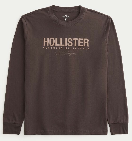 HOLLISTER*ホリスター/US:XXL/ブラウン/長袖ロゴグラフィックTシャツ