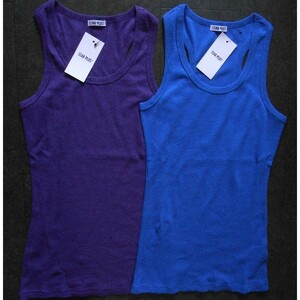  including carriage * stretch color tank top 2 pieces set [ purple _ blue ] new goods 