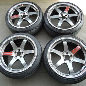 RAYS VOLK RACING TE37SL 18インチ×8.5J＋45、9.5J+45 PCD100 5H タイヤ付きの画像1