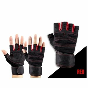  red XL size training glove .tore glove Jim .tore finger cut . gloves weight lifting bench Press wrist protection gloves power g