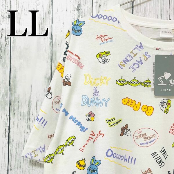 【トイストーリー】LLサイズ　手書き風　総柄　tシャツ 半袖