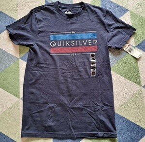 QUIKSILVER クイックシルバー Tシャツ タグ付き 未使用 ネイビー 紺 バックプリントワンポイント S ハワイ購入