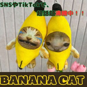 バナナ猫　2個セット　猫ミーム　TikTok バナナキャット　キーホルダー