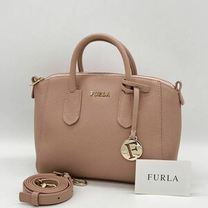 【美品】FURLA フルラ TESSA テッサ ミニ ハンドバッグ 2way ショルダーバッグ 斜め掛け フォーマル 冠婚葬祭 ピンクベージュ EJ001116