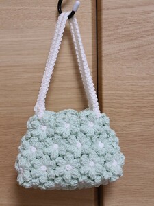 ハンドメイド お花モチーフ ミニミニバッグ グリーン